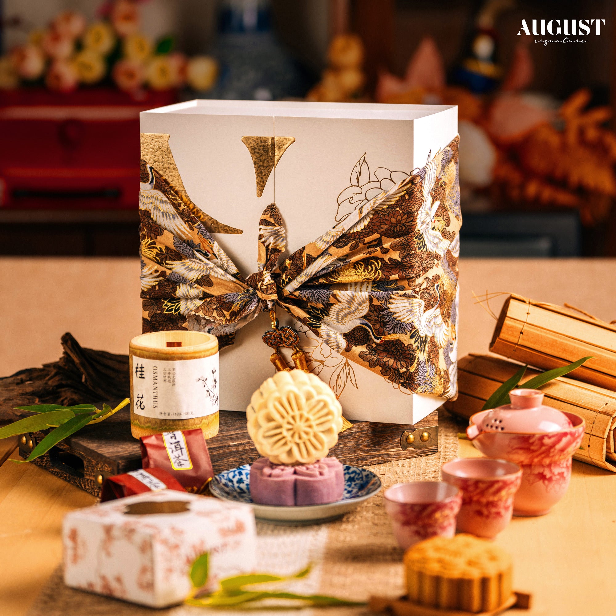 Five Senses of Reunion Gift Set - 2 Mooncake with Tea Pairing - August Signature