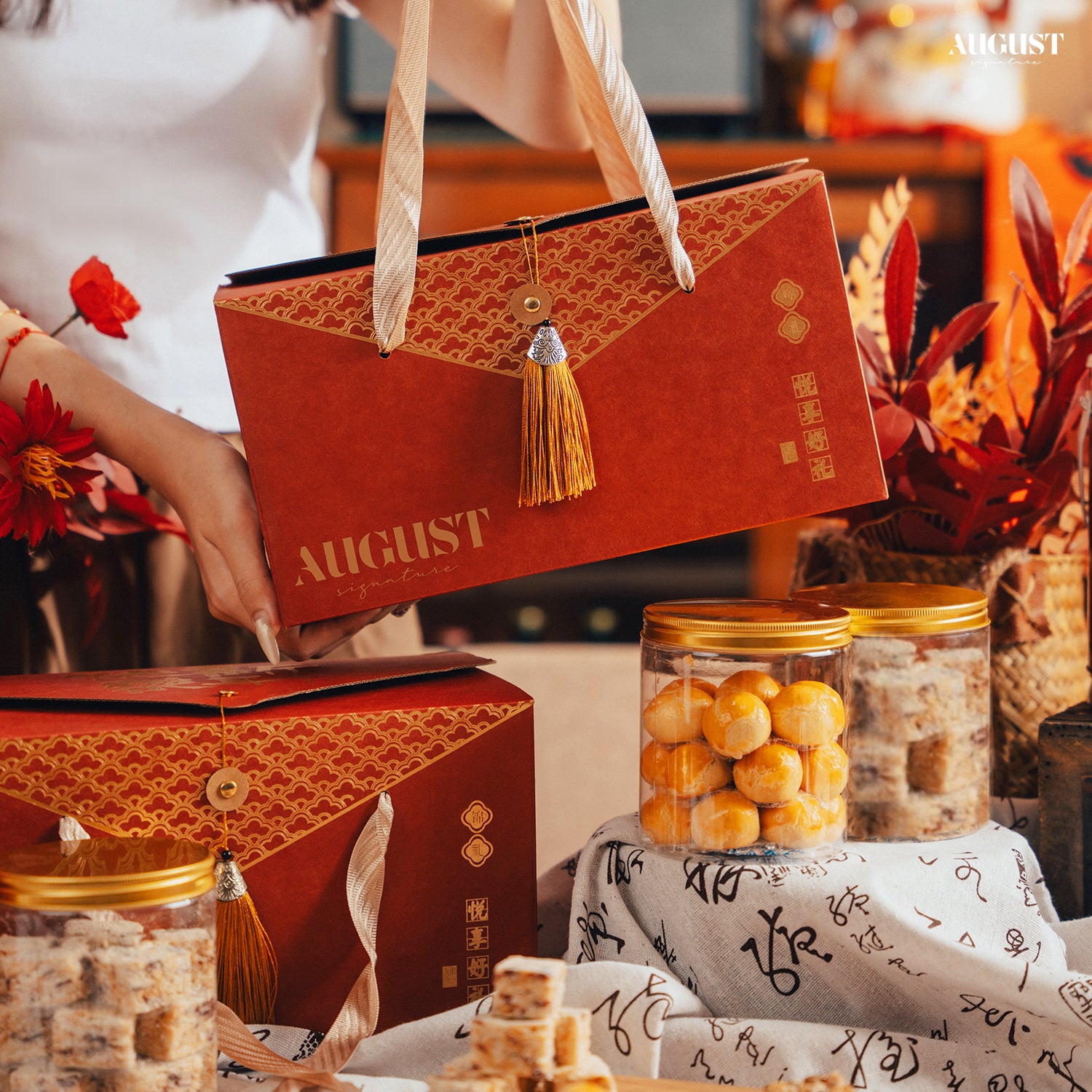 Best CNY cookies and goodies in Singapore, featuring the Prosperity Giftset by August Signature for Chinese New Year celebrations.