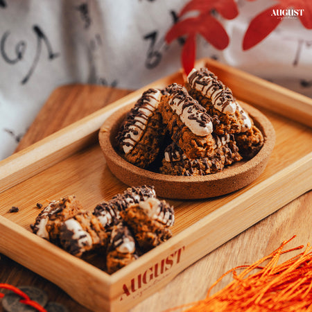 Best CNY goodies - Tiramisu pillow tarts CNY cookies, a rich and indulgent treat perfect for Chinese New Year celebrations and gifting in Singapore.