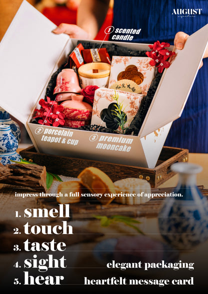 【Customization】Five Senses of Reunion Gift Set - 2 Mooncake with Tea Pairing - August Signature